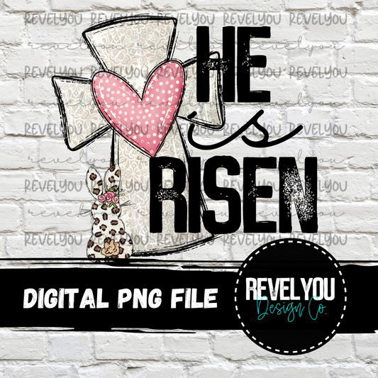 He Is Risen Cross With Bunny - PNG