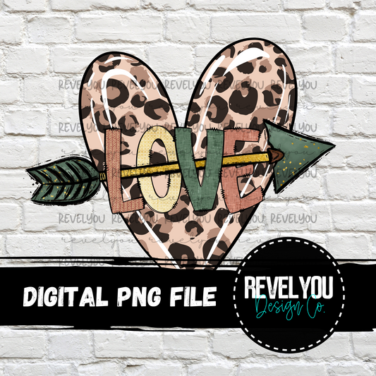 Love Leopard Arrow Heart - PNG