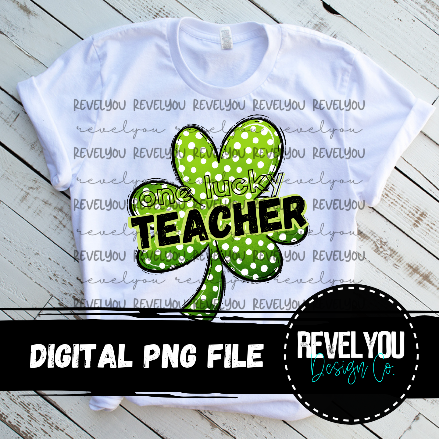 One Lucky Teacher Green - PNG
