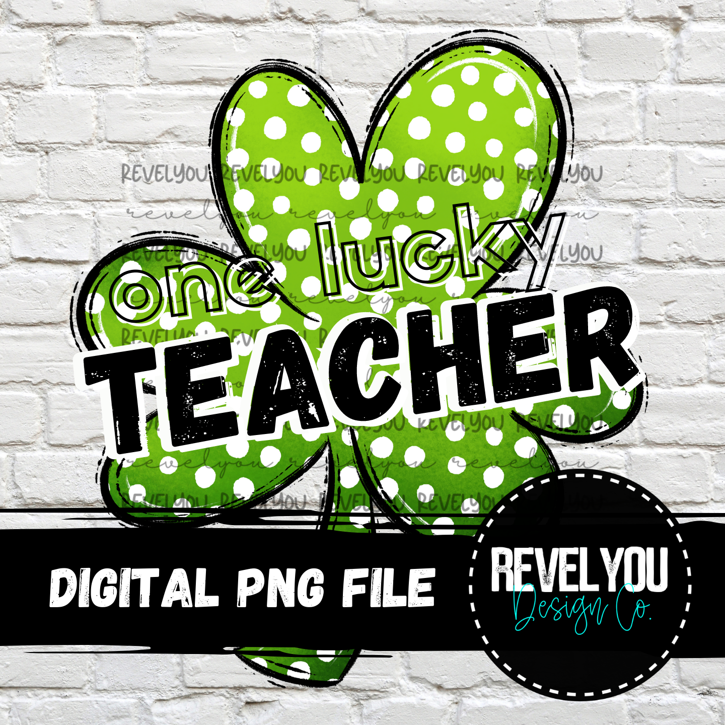 One Lucky Teacher White - PNG
