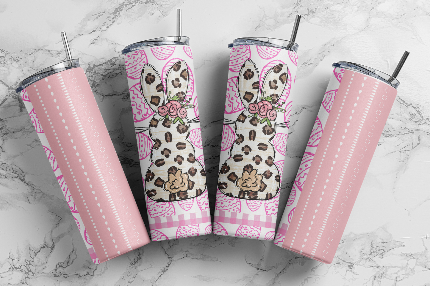 Pink Bunny Easter - Digital Tumbler PNG