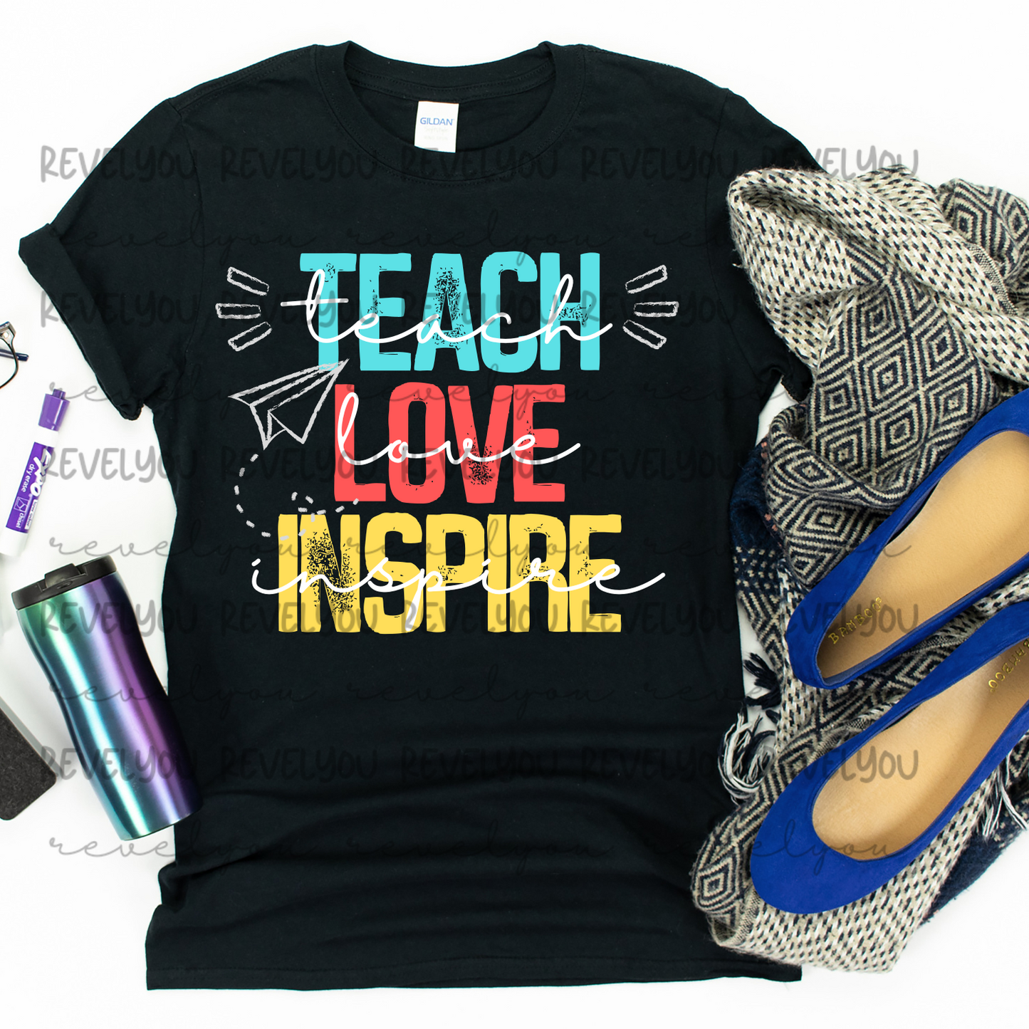 Teach Love Inspire Chalk Art - PNG