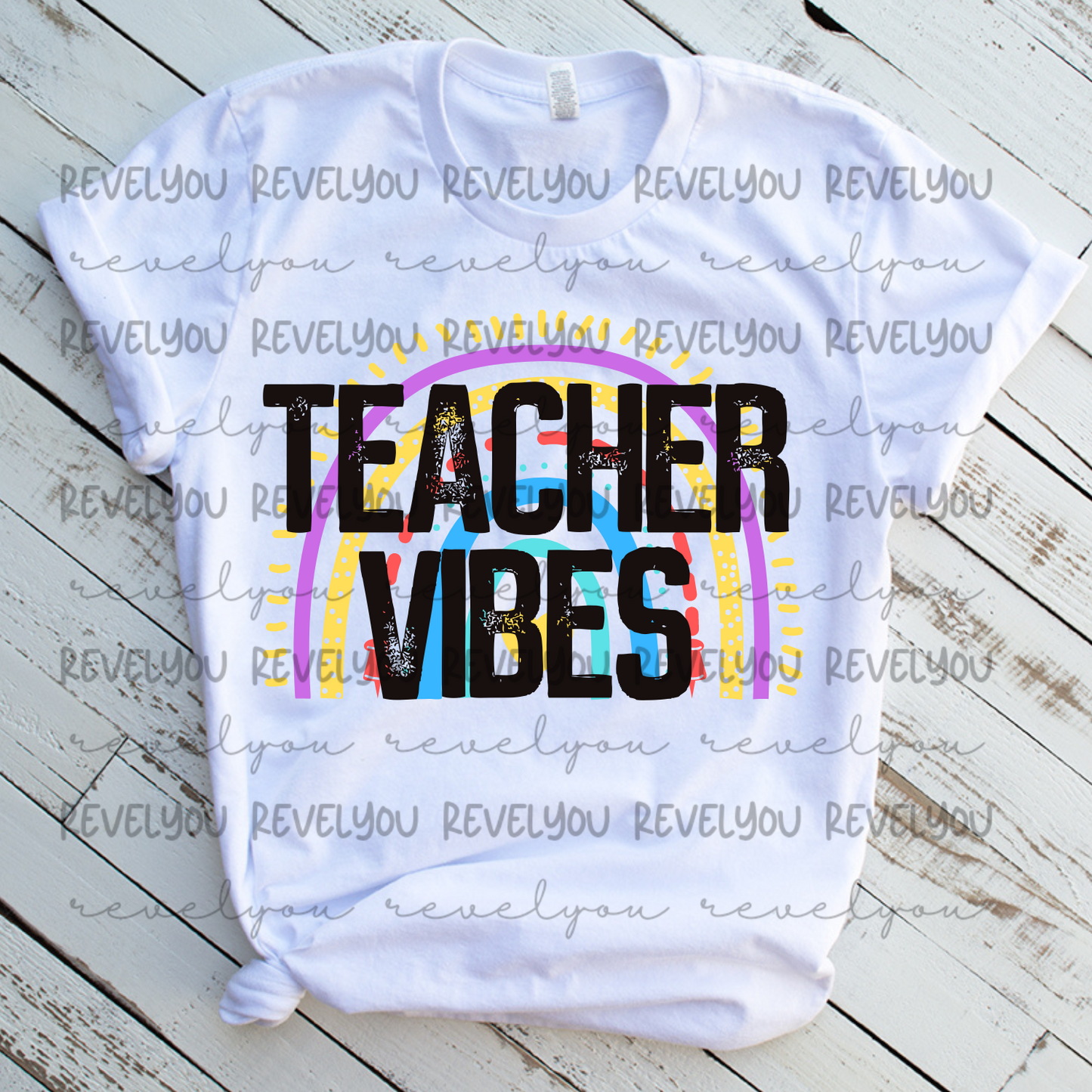 Teacher Vibes Rainbow - PNG