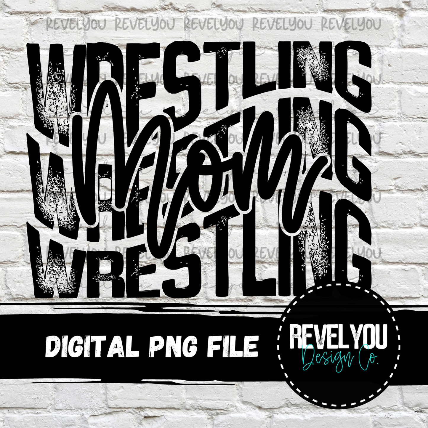 Wrestling Mom Wave (black) - PNG