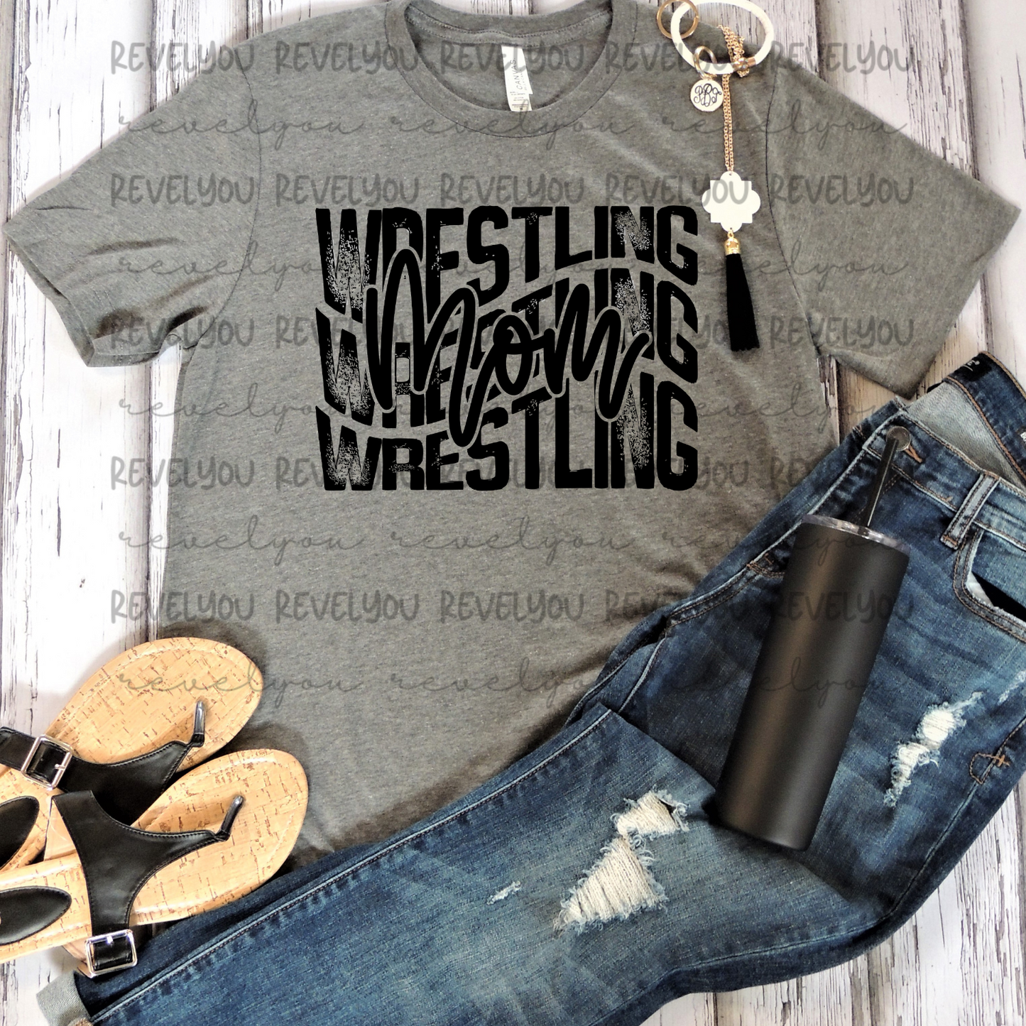 Wrestling Mom Wave (black) - PNG