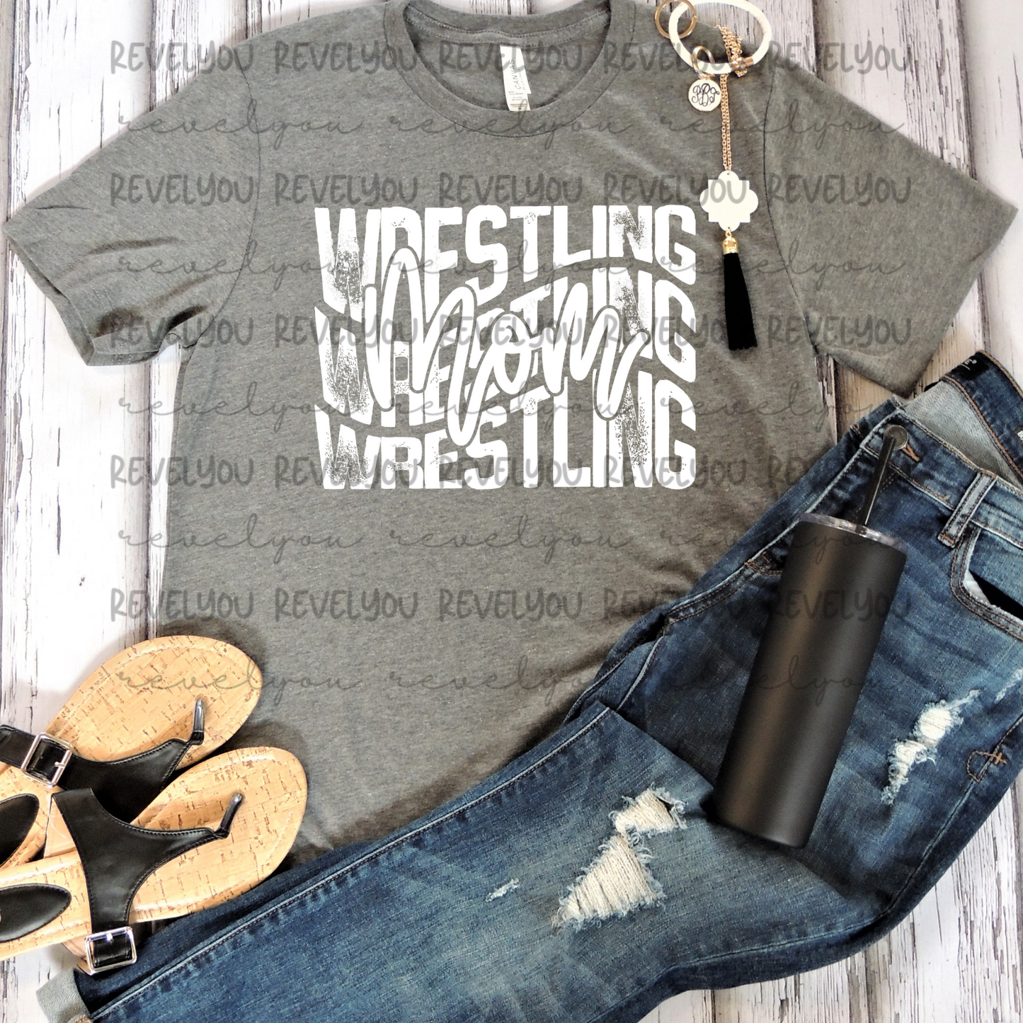 Wrestling Mom Wave (white) - PNG
