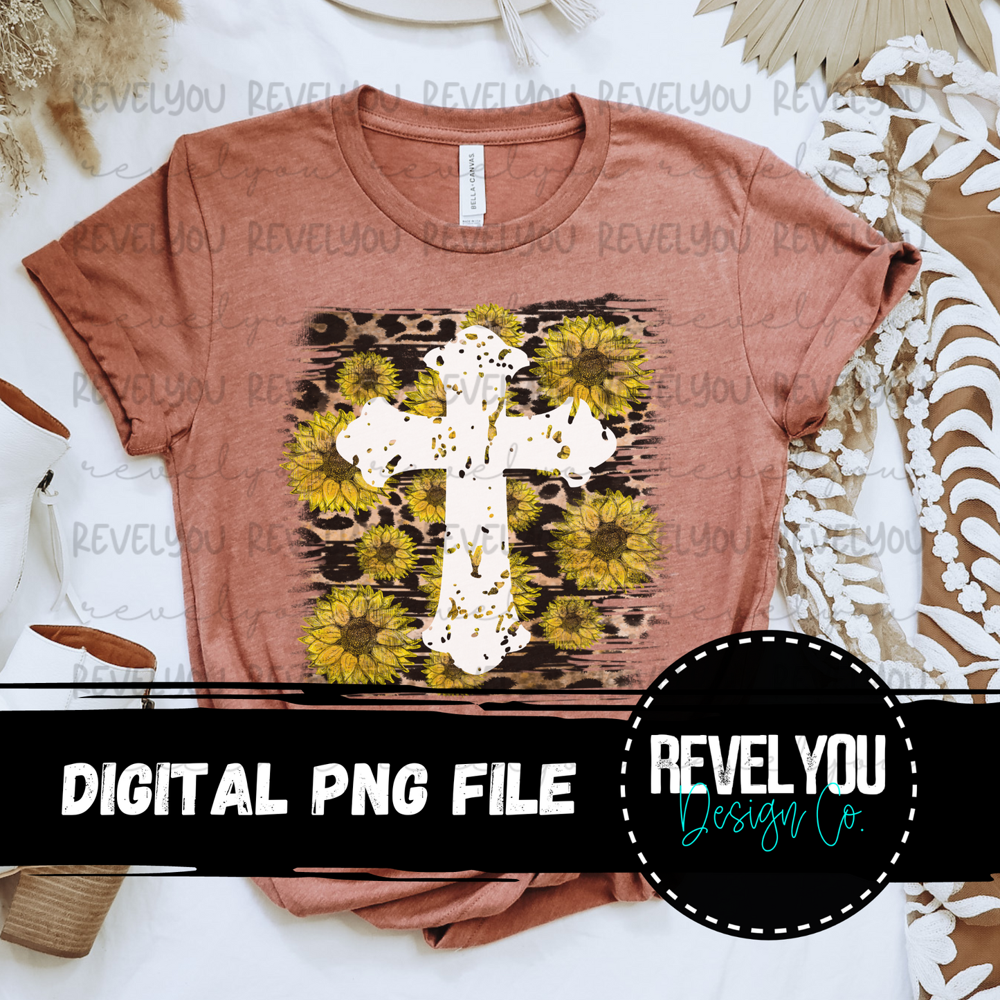 Sunflower Cross - PNG